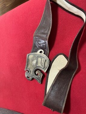 Emilio Pucci Brown Leather Waist Belt with Silver-Tone Buckle.